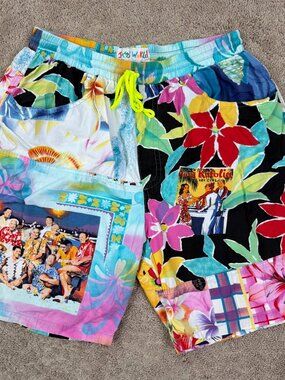 Vintage Jams World Surf Line Hawaii Shorts Mens L 80s Bermuda Beach Resort Trip